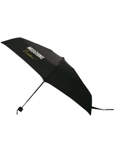 Shop Moschino Couture Print Umbrella In Black