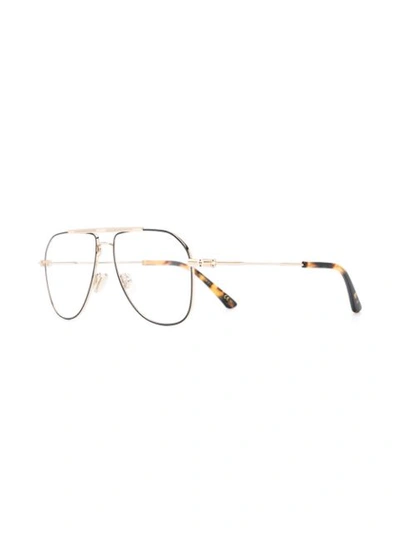 Shop Jimmy Choo Aviator Frame Glasses In Gold