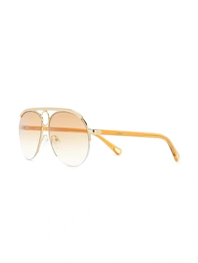 Shop Chloé Romie Aviator-frame Sunglasses In Gold
