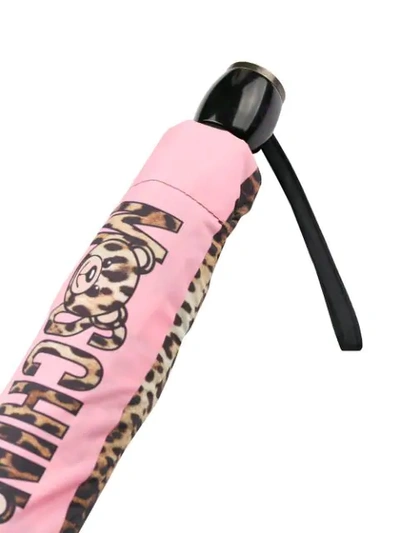 Shop Moschino Leopard-print Umbrella In Pink