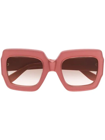 Shop Gucci Chunky Square Frame Sunglasses In Pink