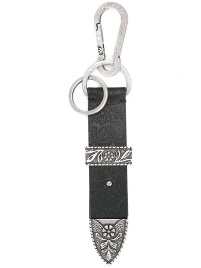 Shop Balmain Belt Buckle Keyring In Black