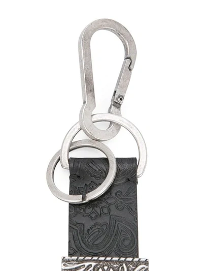 Shop Balmain Belt Buckle Keyring In Black