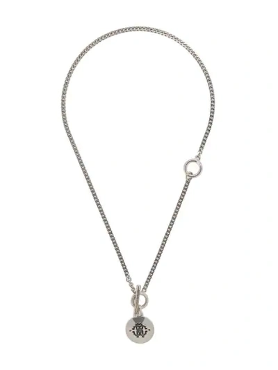 Shop Roberto Cavalli Logo Charm Necklace In Silver