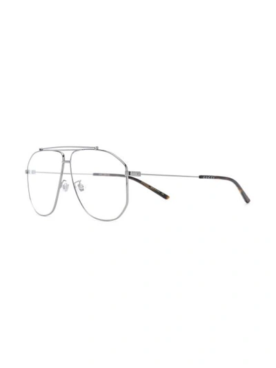 Shop Gucci Eyewear Aviator Glasses - Silver