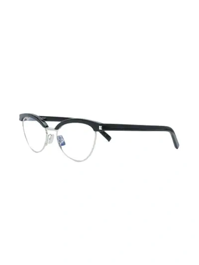 Shop Saint Laurent Cat Eye Glasses In 002 Black Black Transparent