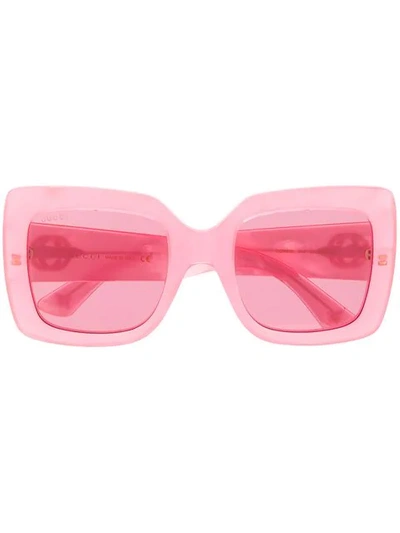 Shop Gucci Eckige Brille In Pink