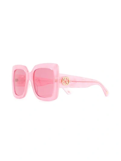 Shop Gucci Eckige Brille In Pink