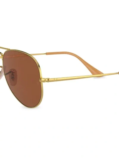 Shop Ray Ban Aviator Sunglasses In Gold