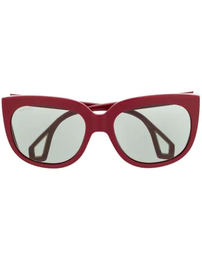 Shop Gucci Double-framed Sunglasses In Red
