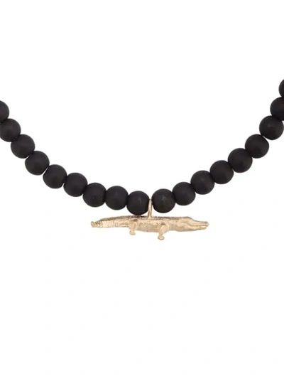 Shop Luis Morais Medium Croc Spacer Bracelet In Black