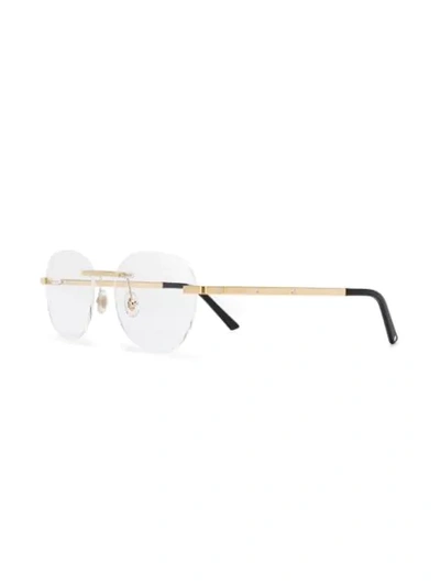 Shop Cartier Rimless Round Shaped Glasses In Gold