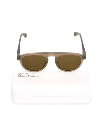 Shop Mykita X Maison Margiela Round Sunglasses In Brown