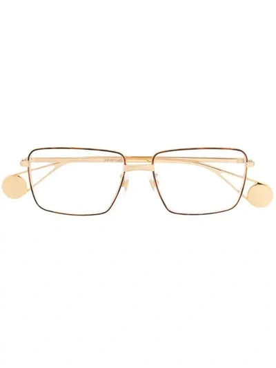 Shop Gucci Rectangle Frame Glasses In Gold