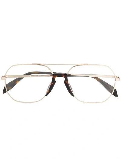 Shop Alexander Mcqueen Octagonal Glasses In Brown