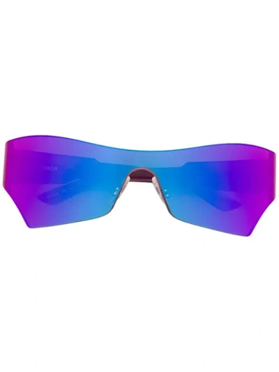 Shop Balenciaga Holographic Sunglasses In Purple