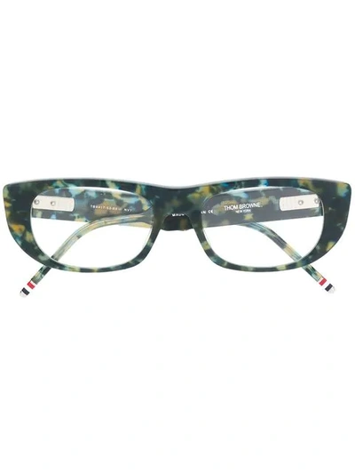 Shop Thom Browne Rectangular Frame Glasses In Green