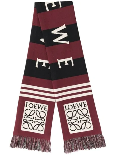 Shop Loewe Logo Knit Scarf In 7320 Dark Red
