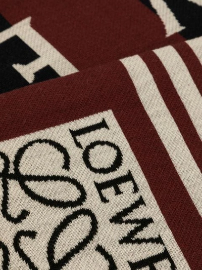 Shop Loewe Logo Knit Scarf In 7320 Dark Red