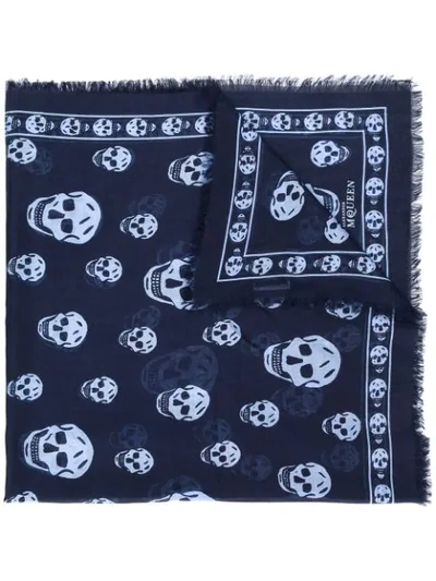 Shop Alexander Mcqueen Skull Print Scarf In Blue