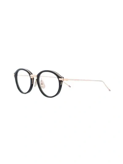 THOM BROWNE EYEWEAR 黑色亮18K金眼镜