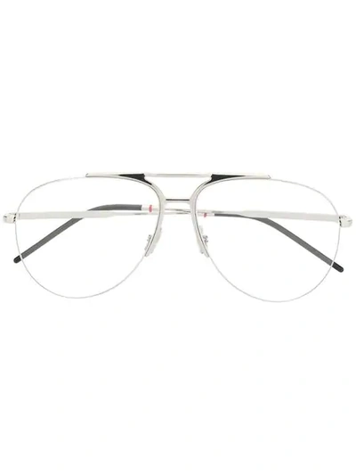 Shop Dior Aviator Frame Glasses In Silver