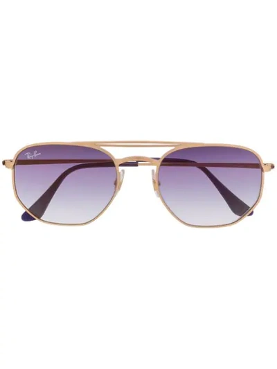 Shop Ray Ban Ray-ban Marshal Gradient Sunglasses - Gold