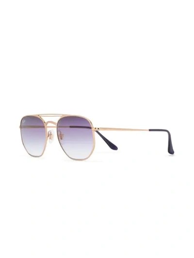 Shop Ray Ban Ray-ban Marshal Gradient Sunglasses - Gold