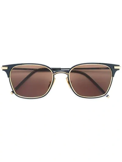 Shop Thom Browne Matte Navy & 18k Gold Sunglasses In Blue