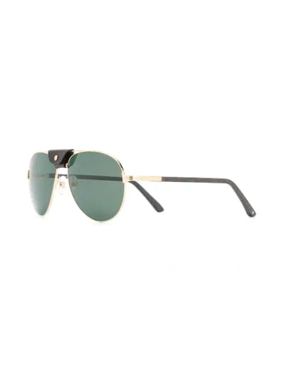 Shop Cartier Santos De  Aviator-frame Sunglasses In Gold