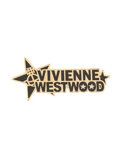 Shop Vivienne Westwood Logo Brooch In Gold