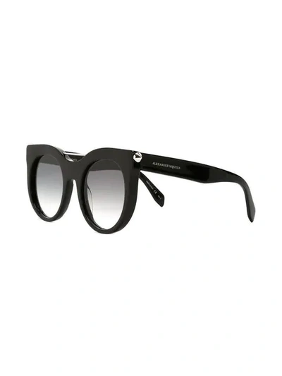 Shop Alexander Mcqueen Round Frame Sunglasses In Black