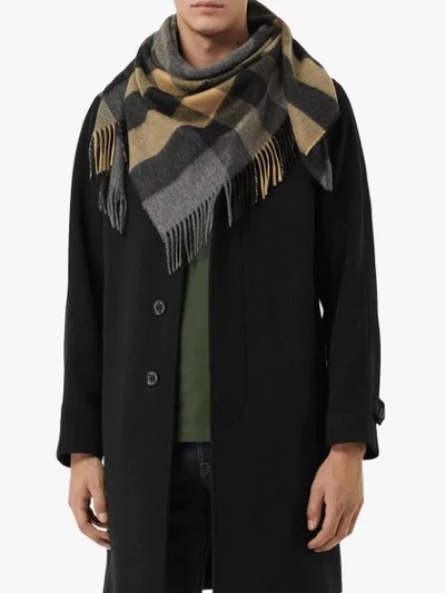 Shop Burberry The  Bandana In Check Cashmere In Grey