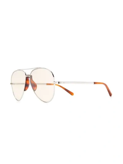 Shop Brioni Aviator Sunglasses In Silver