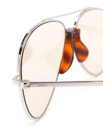 Shop Brioni Aviator Sunglasses In Silver