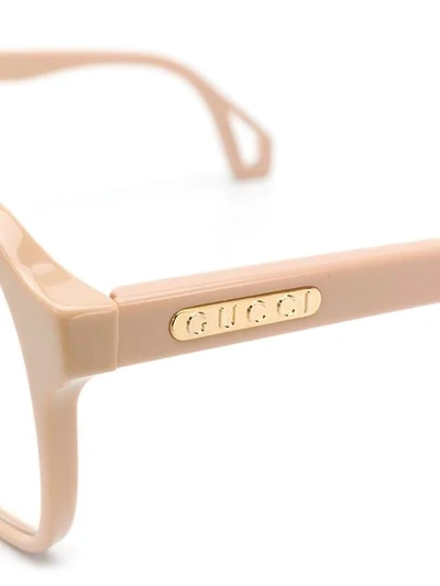 Shop Gucci Square Frame Glasses In Neutrals