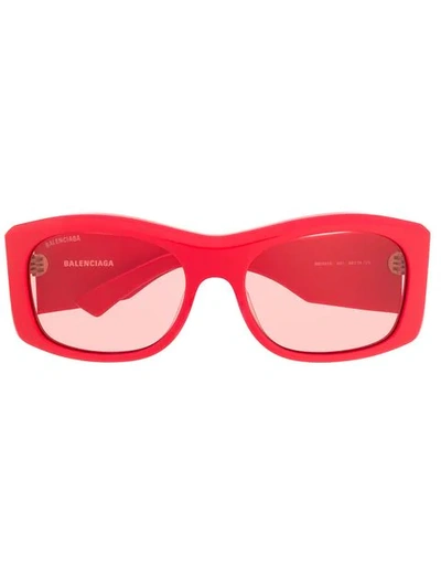 BALENCIAGA EYEWEAR RECTANGLE FRAME SUNGLASSES - 红色