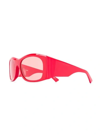 Shop Balenciaga Square-frame Sunglasses In Red