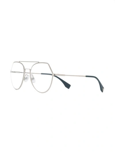Shop Fendi Geometric-frame Glasses In Silver