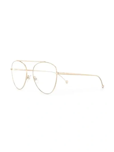 Shop Fendi Pilot-frame Glasses In Gold