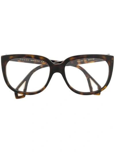 Shop Gucci Double-framed Glasses In Brown