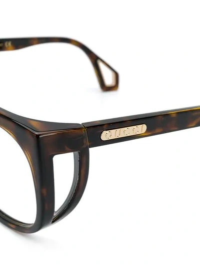 GUCCI EYEWEAR DOUBLE-FRAMED GLASSES - 棕色