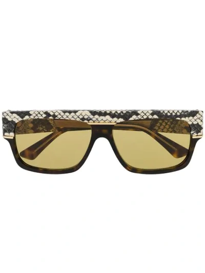 Shop Gucci Rectangular-frame Sunglasses In Brown