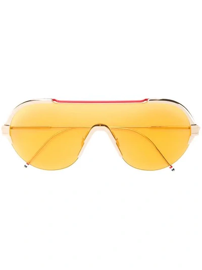 Shop Thom Browne Pilot-frame Sunglasses In Gold