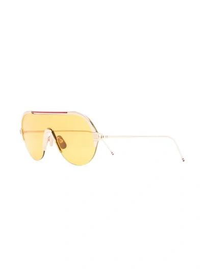 Shop Thom Browne Pilot-frame Sunglasses In Gold