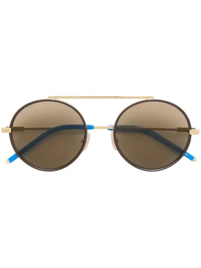 Shop Fendi Round-frame Sunglasses In Metallic