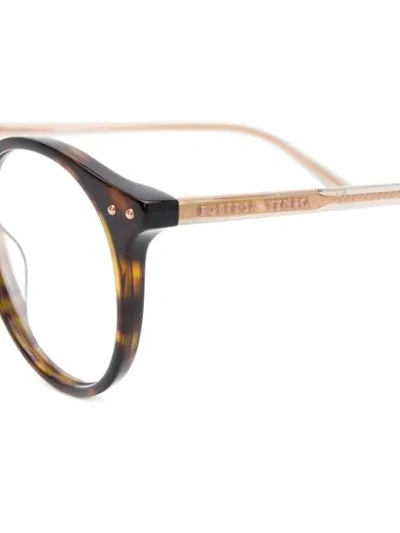 Shop Bottega Veneta Round Frame Glasses In Brown