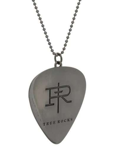 Shop True Rocks Guitar Pick Pendant Necklace In Silver