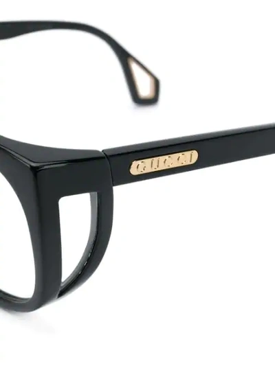 Shop Gucci Rectangle Frame Glasses In Black