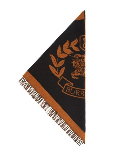 Shop Burberry The  Bandana In Crest Detail Wool Cashmere In Brown